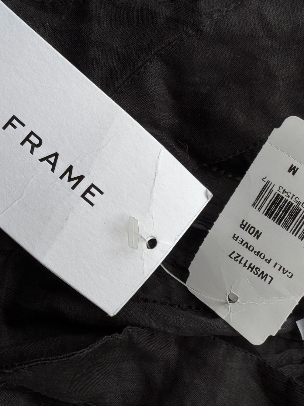 Frame Denim 3/4 Sleeves Black Ramie V-Neck Pullover Blouse - Picture 4 of 6